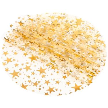 Imagem de Gold Star Jogo americano descartável tapete de mesa redondo 33 cm toalha de mesa prensada de malha dourada caminho de mesa para festa de aniversário, casamento, casa, jantares, decoração de mesas