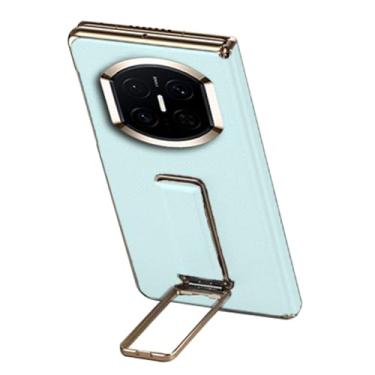 Imagem de LTLMYDAM Capa galvanizada para Huawei Mate X7, alça de pulso com suporte oculto capa de couro dobradiça envoltório à prova de choque, capa de negócios, azul, Mate X7