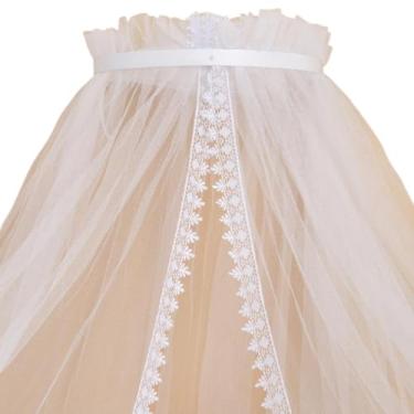 Imagem de Mosquiteiro com Dossel de Parede Branco Liso, Tule com Renda, Proteção Contra Mosquitos, Instalação Fácil para Quarto Unissex