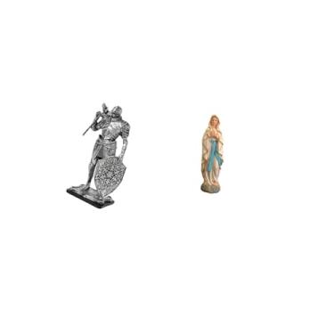 Imagem de Fenteer Escultura de Resina Abstrata Nórdica de Cavaleiro E Virgem Maria, Ornamento Artístico de Mesa, Peça Central Decorativa para Mesa de Escritório, Entrad
