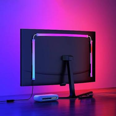 Imagem de Fiotura Luzes de fundo de LED para PC e Mac, fitas de LED que sincronizam com a cor da tela ou música, barra de luz de computador atrás do monitor, LEDs para jogos de mesa, porta USB, controle de