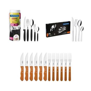 Imagem de KIT - Jogo De Churrasco Inox 12 Peças + 1 Faqueiro 30pç + 1 Faqueiro I