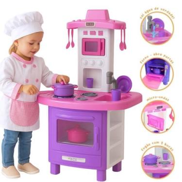 Imagem de Brinquedo Infantil Cozinha Sai Agua Fogão Acessáorios Panela Presente 