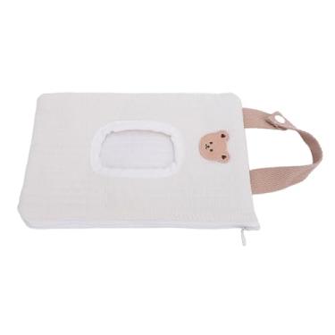 Imagem de RiToEasysports Suporte de Lenços Umedecidos para bebê, Estojo Recarregável de Toalhetes de Viagem Bordado Com Laço Portátil Com Zíper para bebê Adulto (Urso Branco)