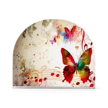 Imagem de Qilmy Porta-guardanapos para mesas, símbolos de música de borboleta, porta-guardanapos para cozinha, porta-guardanapos de mesa, porta-guardanapos de coquetel, porta-guardanapos de papel512