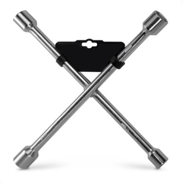 Imagem de Chave de Roda Cruz 17 19 21 23 Cromada Galvanizada Reforçada Troca de Pneu Automotivo