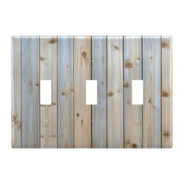 Imagem de Burbuja Capa de placa de parede para interruptor de luz de madeira cor menta, placa decorativa de parede, parafusos incluídos, 3 gangos