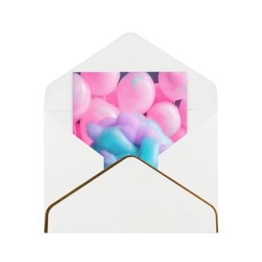 Imagem de SKKNT Cartões de felicitações em branco versáteis com estampa de algodão doce vermelho com envelopes 11,4 x 15,2 cm