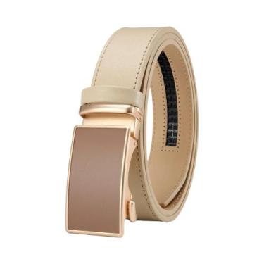 Imagem de Cinto De Couro Premium Masculino Com Fivela Metálica Automática, Cores