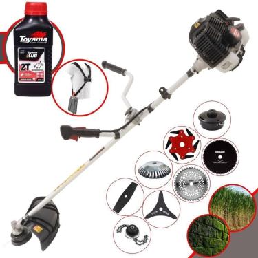 Imagem de Roçadeira Kawashima Kw43le À Gasolina 43cc 1,7hp + Faca 2p + Faca 40d + Faca 80d + Faca 6p + Escova 38c + Trimmer + Óleo