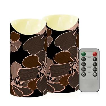Imagem de Wassud Flores marrons velas sem chama com controle remoto, velas realistas cintilantes com temporizador, velas decorativas para Natal, casamento, festa, decoração de casa média