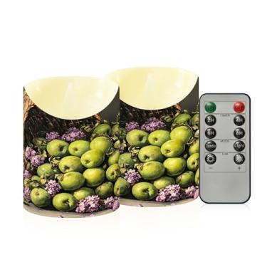 Imagem de Wassud Velas sem chama de ameixas e flores com controle remoto, velas realistas cintilantes com temporizador, velas decorativas para Natal, casamento, festa, decoração de casa pequenas