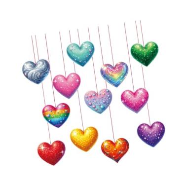 Imagem de Baoblaze 12x Guirlanda de Corações de Papel Coloridos para Pendurar - Decoração de Dia dos Namorados (Sem Montagem) - Guirlanda de Corações Doces para