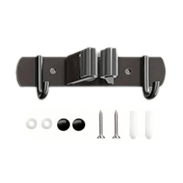 Imagem de ＫＬＫＣＭＳ Suporte de parede para vassouras e esfregões, organizador de utensílios de cozinha e jardim, antiderrapante, ideal para casa jardim, 1 Suporte, 2 Ganchos