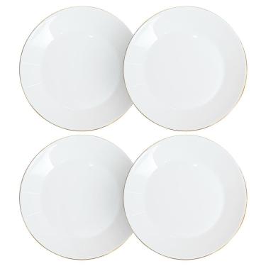 Imagem de Jogo de Pratos de Raso Catarina em Opaline com Fio de Ouro 27cm 4 peças - Hauskraft