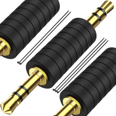 Imagem de MKBKLLJY 3 peças de adaptador de áudio macho para macho de 3,5 mm, conectores de conector estéreo de 1/20.3 cm, TRS de 3 polos, acoplador de plugue de 3,5 mm, banhado a ouro com abraçadeiras para