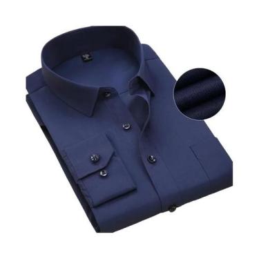 Imagem de Camisas Sociais Masculinas Slim Fit Tamanho 7XL plus Size Manga Longa 