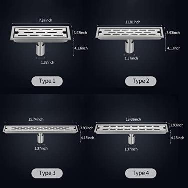 Imagem de SIWOTED Ralo de chuveiro linear retangular de 12 polegadas com filtros removíveis Anti-odor Anti-entupimento Rolha de cabelo Coletor de pia Filtro escovado Protetores de drenagem