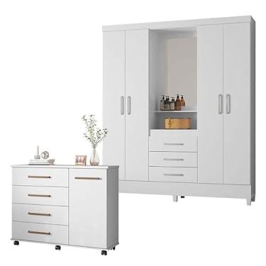 Imagem de Cômoda Flora e Guarda Roupa Casal Capelinha PÃ:copyright:rsia Branco Flex - Demóbile