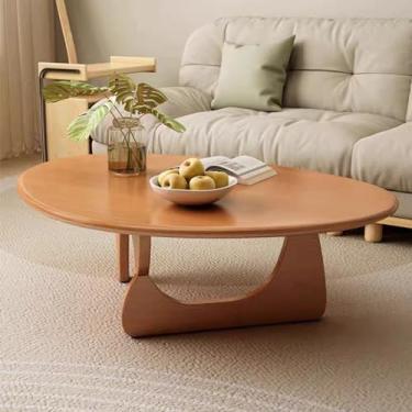 Imagem de Mesa de centro de madeira, mesa de centro moderna de meados do século, mesa de centro, mesa de centro de fazenda, para uso na sala de estar, quarto, escritório (cor madeira de cerejeira)