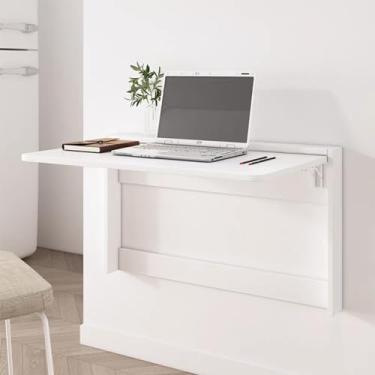 Imagem de Mesa de jantar dobrável montada na parede, mesa flutuante para laptop, mesa de cozinha dobrável de madeira, mesa de folhas suspensas para sala de jantar, sala de estudo, cozinha, jantar, lavanderia