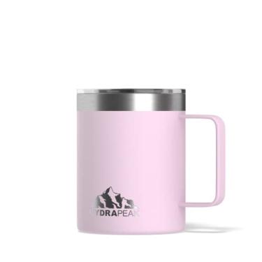 Imagem de Hydrapeak Caneca de viagem isolada de 400 ml com tampa à prova de respingos, aço inoxidável, caneca de parede dupla sem BPA com alça, caneca de acampamento para homens e mulheres (blush)