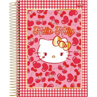 Imagem de Jandaia - Caderno Espiral Universitário CD 10 Matérias 160 Fls Hello Kitty Cereja FSC