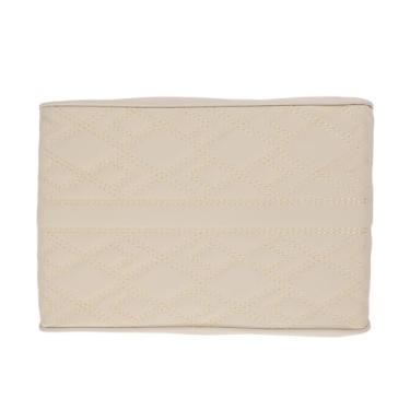 Imagem de A ABSOPRO Capa de console central de carro capa de apoio de braço de carro 31 x 20 x 5 cm couro napa bege, padrão de diamante de espuma de memória