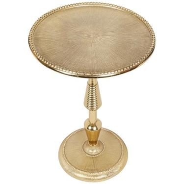 Imagem de Alpha Living Home Mesa de canto moderna para uso interno - Mesas laterais pequenas para espaços, sala de estar, quarto, entrada, mesa de cabeceira para espaços pequenos, suporte de plantas (ouro)