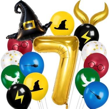 Imagem de Balões escolares de mago numérico, balões de 101,6 cm número 7 para festa de aniversário, decorações de festa temáticas de mago mágico, decoração de aniversário