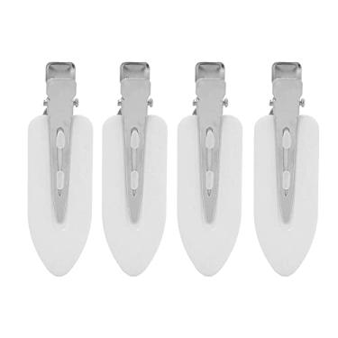 Imagem de SIWOTED 4 peças de acessórios de barrette de cabelo de maquiagem sem dobras, clipes de estilo de cabelo sem vinco para mulheres (quatro folhas brancas)
