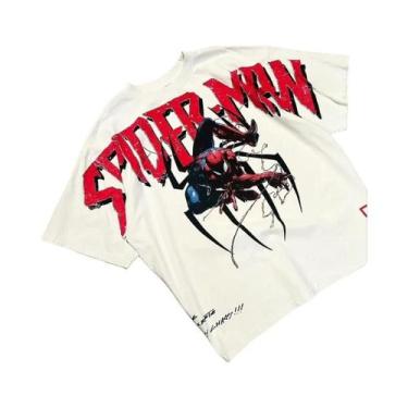 Imagem de Camiseta Fitness Solta Com Estampa De Letras Cabeça De Lobo Homem-Aran