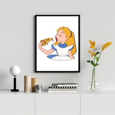 Imagem de Quadro Decorativo Pizza Alice 33X24Cm Vidro Moldura Branca