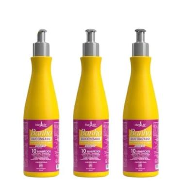 Imagem de Kit C/ 3 Unidades Creme de pentear Banho Siliconizado 10 Benefícios Com Filtro Solar 300mL Mary Life