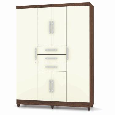 Imagem de Guarda Roupa Casal 6 Portas Imbuia Rustico Champanhe