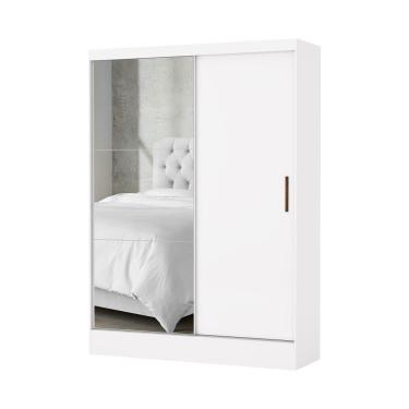 Imagem de Guarda Roupa Solteiro Santiago Plus 2 Portas 2 Gavetas Com Espelho Carioca Moveis Branco