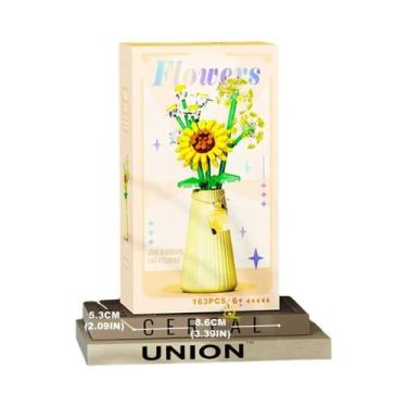 Imagem de Brinquedo De Blocos Mini Modelo Rosa Girassol HUIQIBAO MOC Buquê De Fl
