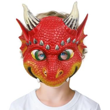 Imagem de Máscara de PVC Triceratops Dinosaur 3D com mandíbula móvel para crianç