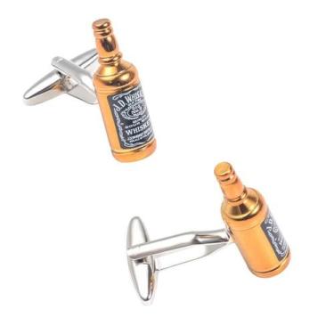 Imagem de Garrafa de uísque Cufflinks, cobre banhado a ouro para homens - yiweis