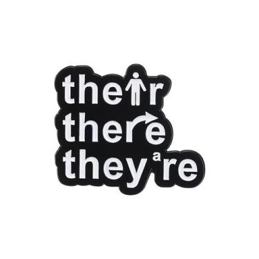 Imagem de Brooch Funny Grammar Their There They Are Wordplay Alloy - yiweisai