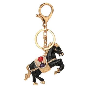 Imagem de Chaveiro Creative Black Horse Enamel Strass Alloy - Yiweisai