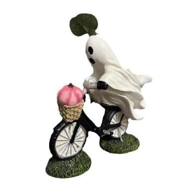 Imagem de Estátua de Halloween Ghost Riding Bicycle, resina, decoração de jardim