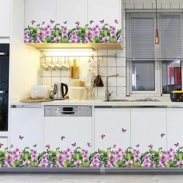 Imagem de Adesivos de parede Green Grass Butterfly Flower PVC 50x70cm - yiweisai