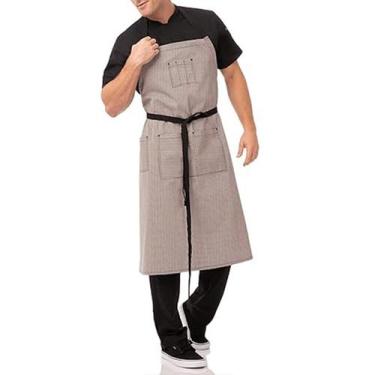 Imagem de Avental impermeável listrado para homens poliéster 75x65cm - Yiweisai