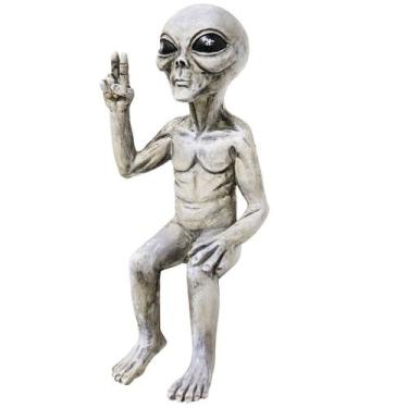 Imagem de Escultura de decoração de jardim Alien UFO Resin 15,5 cm - yiweisai