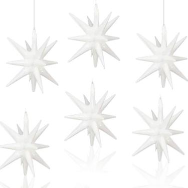 Imagem de Balões metalizados LAIAMER White Star, 14 pontas, 22 cm, pacote com 6