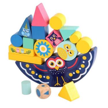 Imagem de Brinquedo educacional de madeira, coruja, não tóxica, Montessori - Glo