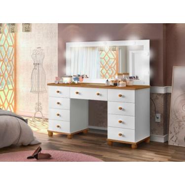 Imagem de Penteadeira Dos Sonhos Camarim 9 Gavetas Espelho LED Spot E Colmeia De