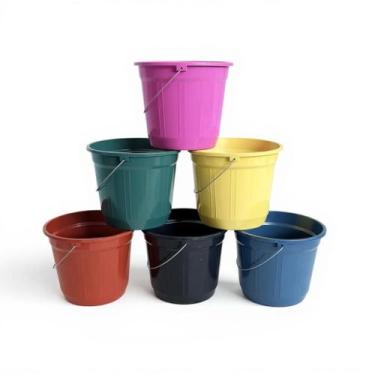 Imagem de Kit 10 Baldes Plásticos Alça Reforçada 5 Litros Coloridos - HC Decoraç