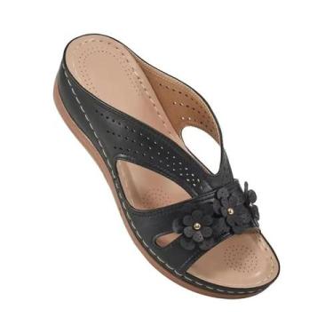 Imagem de Sandálias Casuais Femininas Com Plataforma Em Forma De Flor Confortáve